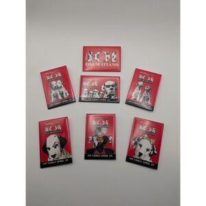 Vtg Rare Set 7 Walt Disney 101 Dalmatians 1997 VHS Movie Promo Button Pins 3x2"